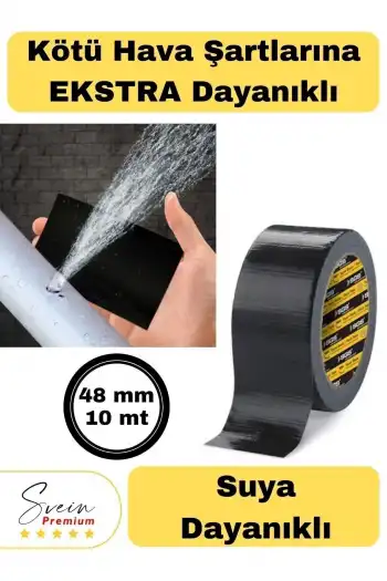 Çok Amaçlı Su Geçirmez Sızdırmaz Dayanıklı Izolasyon Siyah Tamir Bandı 48 Mm 10 Mt 1 Adet
