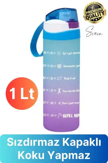 Premium Motivasyon Matara Spor Su Şişesi Sızdırmaz Eğlenceli Suluk Stciker Etiket 1000 Ml