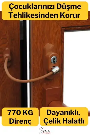 Çelik Halatlı Kablolu Anahtarlı Dayanıklı Pvc Kapı Pencere Emniyet Çocuk Güvenlik Kilidi 1 Adet
