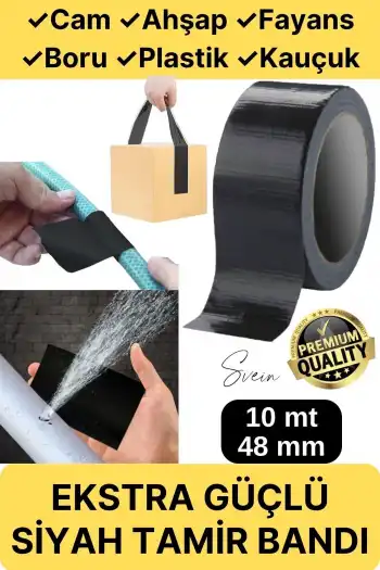 Çok Amaçlı Su Geçirmez Sızdırmaz Dayanıklı Boru Çatlak Onarım İzolasyon Siyah Tamir Bandı 48mm 10mt