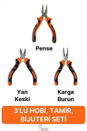 Mini Takı Bijuteri Seti Dayanıklı Kesme Kıvırma Pense Yan Keski Karga Burun Hobi Alet Takımı 3lü