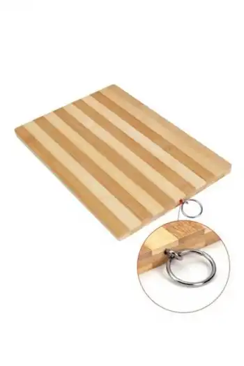 Asma Halkalı Doğal Bambu Kesme Tahtası Sunum Tepsisi Et Ekmek Sebze Meyve Doğrama Tablası Lüks 30x22