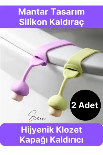 2 Adet Klozet Kapağı Kaldırma Hijyen Aparatı Tutucu Mantar Tasarım Silikon Esnek Pratik Banyo İçin