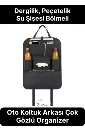 Oto Koltuk Arkası Organizer Düzenleme Çok Gözlü İstifleme Depolama Oto Kılıf Keçe Dayanıklı Cepli