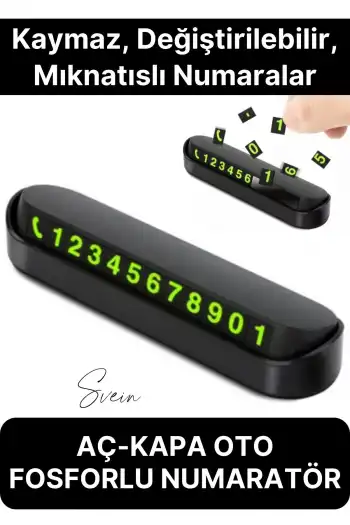 Premium Oto Araba Torpido Göğüs Üstü Araç İçi Fosforlu Telefon Numaratör Yazısı Aç Kapa Park Numara