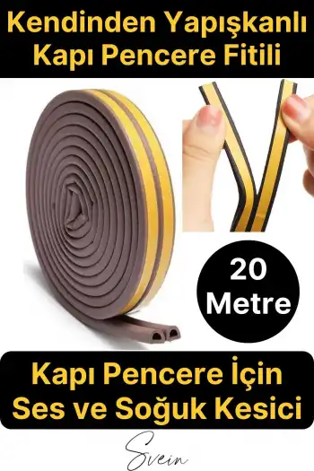 #KapıPencereFitil Pvc Doğrama Pencere Fitili İzolasyon Bandı Kendinden Yapışkanlı Kahve Kauçuk Yalıtım Bant 2x10=20 Mt