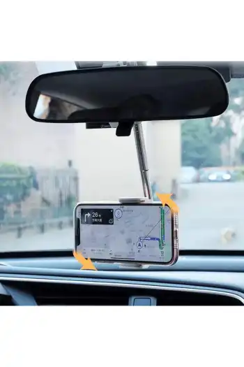 Premium Dayanıklı Araç İçi Oto Dikiz Aynası Akrobat Telefon Tutacağı GPS Takip Standı Universal