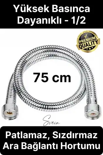 #AraHortum 75 cm Kısa Tepe Ara Duş Hortumu Spiral Robot Ara Bağlantı Örgülü Dayanıklı Kopmaz Patlamaz Sızdırmaz