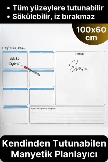 Kendinden Yapışkanlı Tutunabilen İz Bırakmaz Haftalık Planlayıcı Manyetik Duvar Sticker Takvim