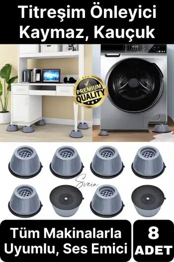8li Gürültü Engelleyici Kaymaz Titreşim Önleyici Kauçuk Ayak Ped Çamaşır Makinesi Beyaz Eşya Stoper
