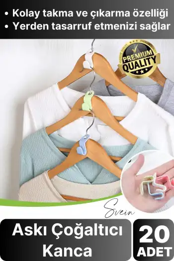 20 Adet Çok Amaçlı Askı Çoğaltıcı Gardrop Dolap İçi Düzenleyici Organizer Kanca Seti Çoklayıcı