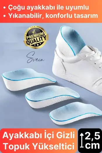 2,5 cm Boy Uzatıcı Tabanlık Gizli Topuk Yükseltici Ortopedik Rahat Konforlu Uzatan Unisex Eva Köpük