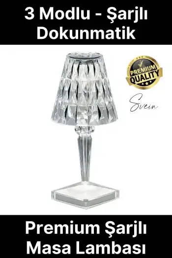 Premium Dimli 3 Işık Renkli Şarjlı Masa Lambası Led Abajur Dokunmatik Lambader Beyaz Günışığı