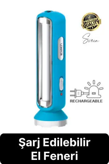 Premium Şarjlı 16 SMD Ledli 2 Kademeli Işıldak El Feneri Yüksek Aydınlatma Fonksiyonel Kamp Piknik