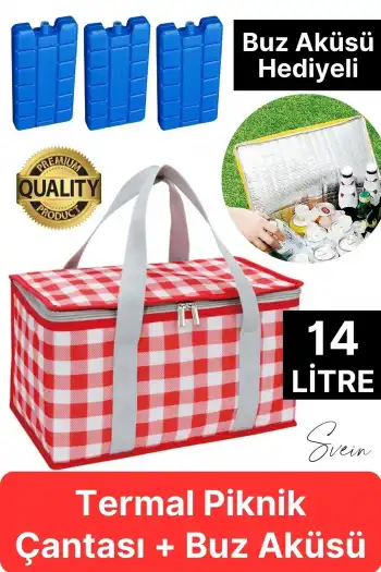 Premium Soğuk Sıcak Termal Piknik Kamp Çantası Yemek Taşıma Yalıtımlı Piknik Termos Buz Aküsü Hediye