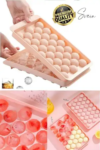 Premium Küre Buz Kalıbı Kapaklı 33 Hazneli Yuvarlak Sağlıklı Kokteyl Sunum Şekilli Soğuk Su İçecek