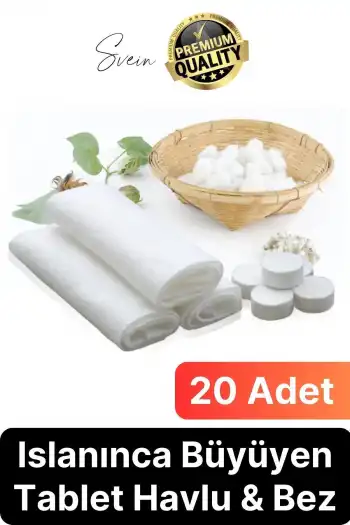 Çok Kullanışlı 20li Sihirli Tablet Suda Islanınca Büyüyen Sıkıştırılmış El Havlu Bez Doğal Pamuk