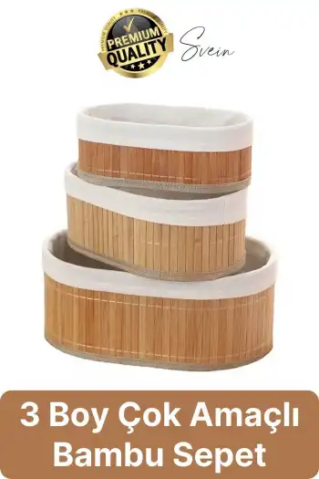 3lü Çok Amaçlı Bambu Düzenleyici Banneton Örtülü Sepet Eşya Kutusu Saklama Banyo Kozmetik Organizer