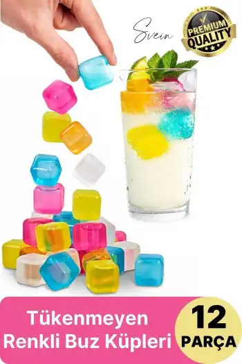 12li Renkli Buz Küpü Kalıbı Aşınmaya Dayanıklı Tükenmez Viski Küpleri Plastik Yıkanabilir Silikon