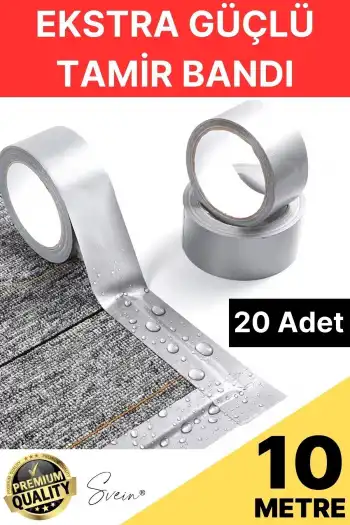 20 Adet 10 Mt Gri Lifli Tamir Takviye Onarım Bandı Su Geçirmez Sızdırmaz Kuvvetli Dayanıklı Çatlak