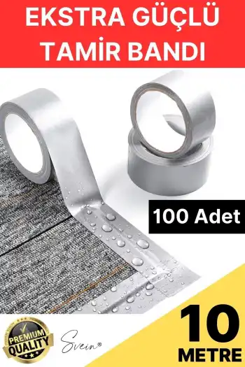 100 Adet 10 Mt Gri Lifli Tamir Takviye Onarım Bandı Su Geçirmez Sızdırmaz Kuvvetli Dayanıklı Çatlak