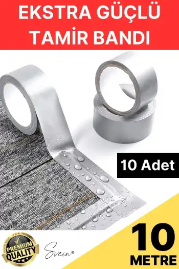 10 Adet 10 Mt Gri Lifli Tamir Takviye Onarım Bandı Su Geçirmez Sızdırmaz Kuvvetli Dayanıklı Çatlak