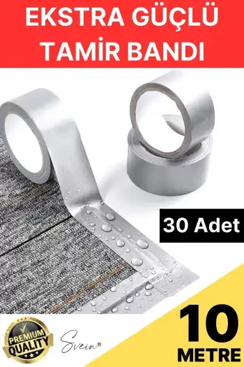 30 Adet 10 Mt Gri Lifli Tamir Takviye Onarım Bandı Su Geçirmez Sızdırmaz Kuvvetli Dayanıklı Çatlak