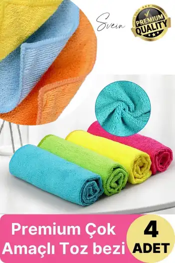 4lü Çok Amaçlı Kaliteli Mikrofiber Süper Emici Silme Kurulama Toz Bezi Cam Mutfak Temizlik Renkli
