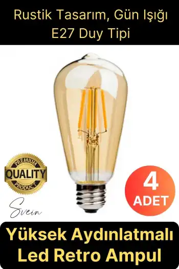 Cata 4 Adet Vintage Spiral Filament Rustik Retro Akkor LED Ampul Yüksek Işıklandırma Lamba Gün Işığı E27