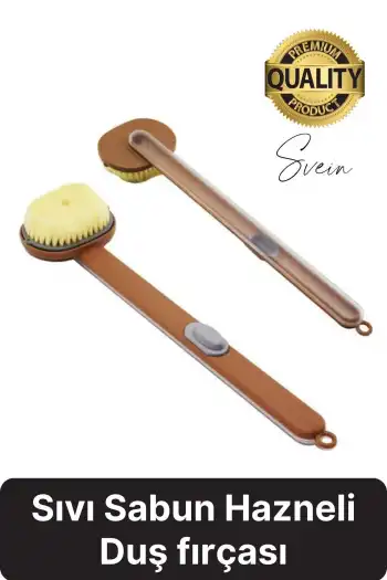 Saplı Sıvı Sabun Duş Jeli Şampuan Peeling Etkili Silikon Hazneli Pratik Sırt Kesesi Duş Fırçası