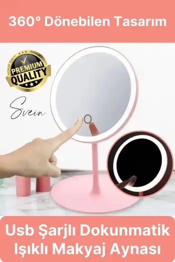Dokunmatik Katlanabilir Taşınabilir Kablosuz LED Işıklı Makyaj Aynası 360° Döner USB Şarj Edilebilir
