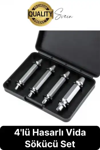 4lü Paslanmaz Çelik Hasarlı Bozuk Kırık Dübel Vida Sökücü Set Kutulu Çivi Çıkarıcı Matkap Uç
