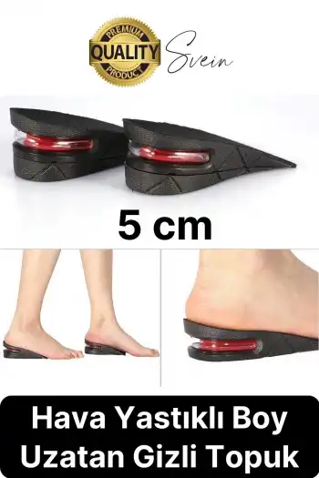 Özel Üretim 5 cm Boy Uzatan Unisex Görünmeyen Gizli Topuk Yükseltici Hava Yastıklı Destekli Tabanlık