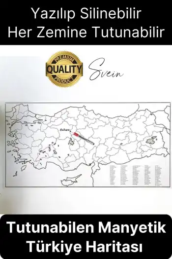 Duvara Yapışabilen Ev Okul Stickerı Dekoratif Büyük Boy Yazılabilir Türkiye Haritası Manyetik Şeffaf