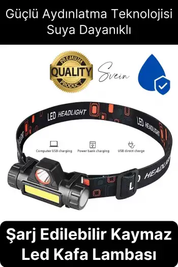 Cata Premium Kamp Yayla Köy Kafa Lambası Ledli Şarjlı Tamir Baş Feneri Madenci Işıklı Başlık Aparatı Mir