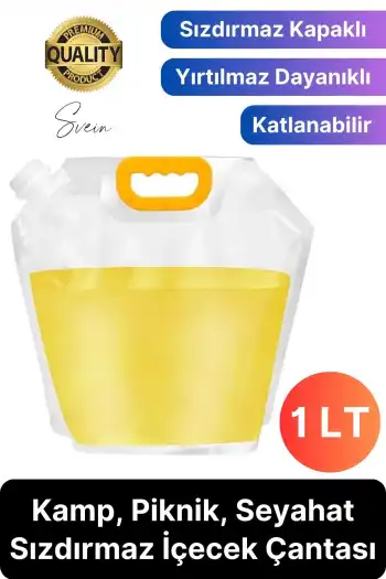 Premium 1 lt Dayanıklı Yer Kaplamaz İçecek Çantası Sporcu Kapaklı Tutamaç Suluk Matara Kamp Piknik