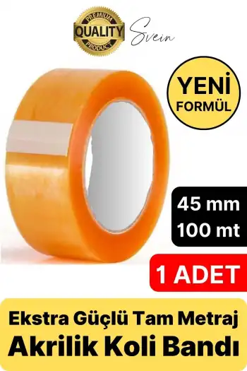 Ekstra Güçlü Yeni Formül 1 Adet 45 mm x 100 mt Koli Bandı Şeffaf Dayanıklı Bant Taşınma Ambalaj