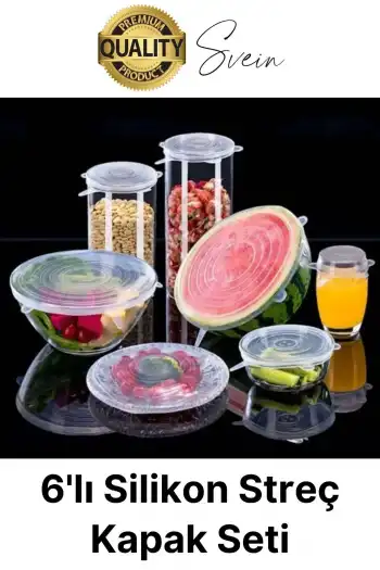 Sızdırmaz 6lı Silikon Kase Kavanoz Kapatma Kapak Seti Esnek Uyumlu Yırtılmaz Streç Saklama Kabı