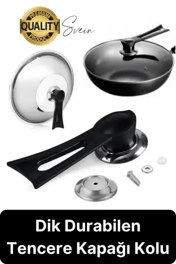 Premium Isıya Dayanıklı Dikey Tasarım Tencere Kapağı Kolu Kaldırma Aparatı Topuzu Siyah Pratik Rahat