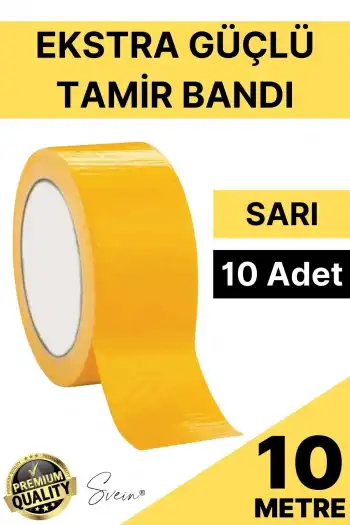 10 Adet 10 mt Sarı Tamir Takviye Kapatıcı Güçlü Onarım Bandı Su Geçirmez Sızdırmaz Dayanım Çatlak