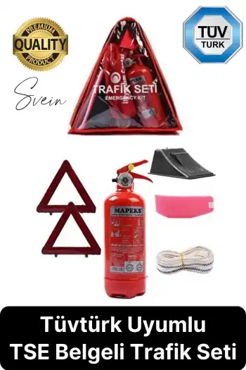 TSE Belgeli Muayene Uyumlu Çantalı TCK Yasasına Uygun Araç Oto Araba Üçgen Acil Durum Trafik Seti