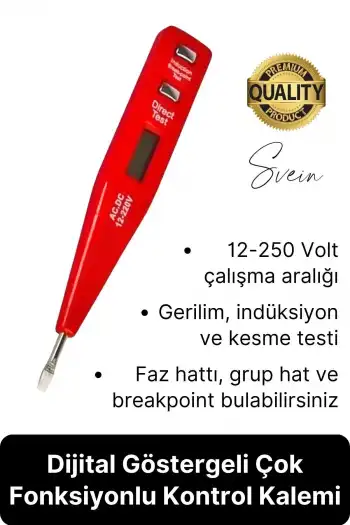 Premium Dijital Ekranlı Kontrol Kalemi Temaslı Temassız Voltaj Test Aleti Elektrik Akım Cihazı