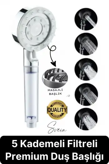 Premium 5 Fonksiyonlu Filtreli Değişebilen Masajlı Yüksek Basınçlı Arıtmalı Banyo Duş Telefonu