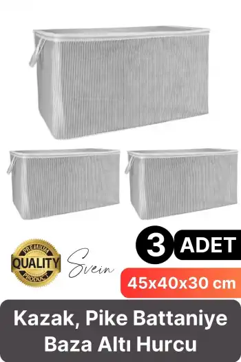 3 Adet Çok Amaçlı Kazak Pike Battaniye Kıyafet Hurcu Dolap Düzenleyici Yerden Tasarruf Baza Altı