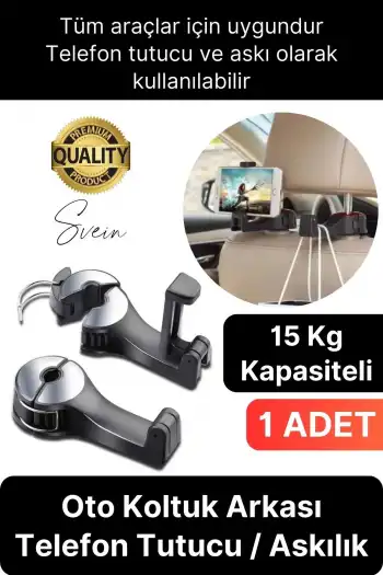Oto Koltuk Arkası Telefon Tablet Tutucu Askılık Mesafe Ayarlı Uzayan Ayarlanabilir Sağlam Organizer