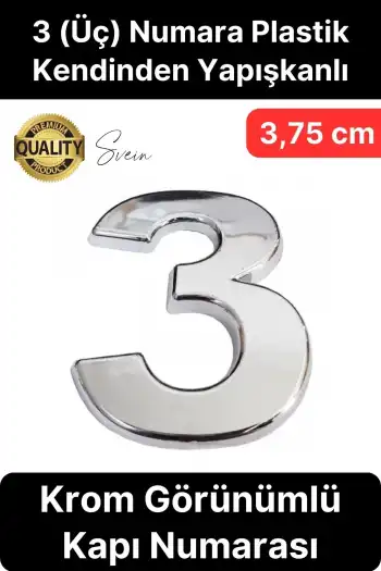No 3 Kapı Numarası Kendinden Yapışkanlı Masa Dolap Plastik Ev Posta Kutusu Dış Mekan Daire 3,75 cm