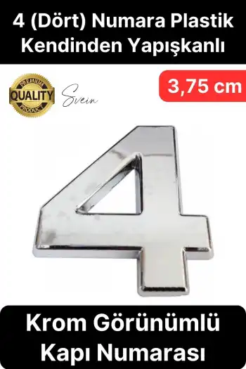 No 4 Kapı Numarası Kendinden Yapışkanlı Masa Dolap Plastik Ev Posta Kutusu Dış Mekan Daire 3,75 cm