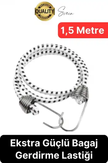 Geniş Uzun Bagaj Lastiği 1,5 mt Kancalı Gerdirme Bisiklet Sabitleme Bagaj Halatı Araba Karavan