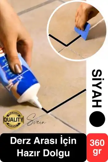 Premium Fayans Arası Siyah Hazır Derz Dolgu Gaga Uç Tüp Mermer Mutfak Banyo Zemin Duvar Onarıcı