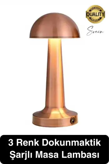 Premium Şarjlı Dokunmatik Masa Lambası 3 Renk Ayarlanabiir Parlaklık Abajur Ambians Dekoratif Klasik